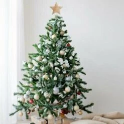 Glittered Christmas Tree Topper 25cm Metal Star Treetop 30 LED Xmas Topper Star For Christmas Tree Decoration (Gold)