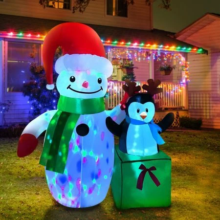 Jingle Jollys Inflatable Christmas 1.8M Snowman LED Lights Outdoor Decorations 2 Jingle Jollys Inflatable Christmas 1.8M Snowman LED Lights Outdoor Decorations - Image 2