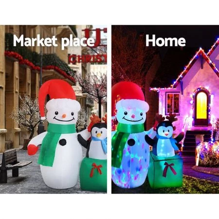 Jingle Jollys Inflatable Christmas 1.8M Snowman LED Lights Outdoor Decorations 1 Jingle Jollys Inflatable Christmas 1.8M Snowman LED Lights Outdoor Decorations