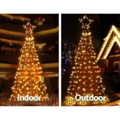 Jingle Jollys 2.1M Christmas Tree LED Lights Solar-powered Xmas Fibre Optic Warm White -Christmas Lights Store 251741 2041861 F