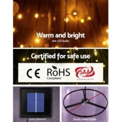 Jingle Jollys 2.1M Christmas Tree LED Lights Solar-powered Xmas Fibre Optic Warm White -Christmas Lights Store 251741 2041863 F