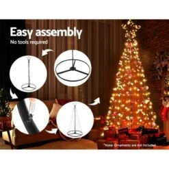 Jingle Jollys 2.1M Christmas Tree LED Lights Solar-powered Xmas Fibre Optic Warm White -Christmas Lights Store 251741 2041865 F