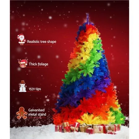 Jingle Jollys Christmas Tree 2.1M 7ft Xmas Colourful Rainbow Multi-colour 6 Jingle Jollys Christmas Tree 2.1M 7ft Xmas Colourful Rainbow Multi-colour - Image 6