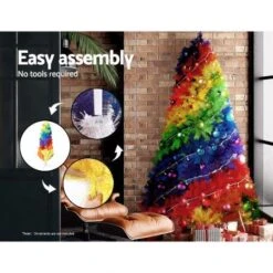 Jingle Jollys Christmas Tree 2.1M 7ft Xmas Colourful Rainbow Multi-colour 14 Jingle Jollys Christmas Tree 2.1M 7ft Xmas Colourful Rainbow Multi-colour -Christmas Lights Store 251751 2041945 F