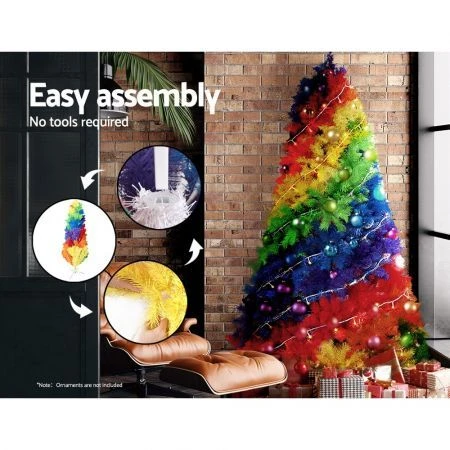 Jingle Jollys Christmas Tree 2.1M 7ft Xmas Colourful Rainbow Multi-colour 7 Jingle Jollys Christmas Tree 2.1M 7ft Xmas Colourful Rainbow Multi-colour - Image 7