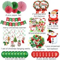 Christmas Decorations Balloon Arch Garland Kit Including Merry Christmas Banner, Santa Claus, Snowman, Christmas Tree, Stars -Christmas Lights Store 255651 2092061 F