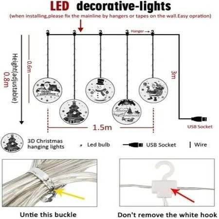 Christmas String Lights LED Decorative Novelty Hanging 3D Lights With USB For Indoor Outdoor Pathway Walkway Patio Decorations 9.8 Feet, Warm White 1 Christmas String Lights LED Decorative Novelty Hanging 3D Lights With USB For Indoor Outdoor Pathway Walkway Patio Decorations 9.8 Feet, Warm White