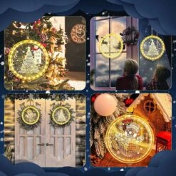 Christmas Decorative 3D Hanging Lights 2 PCS Christmas Window Light Hanging Lighted Window Decorations For Indoor Outdoor Windows Decorations (Snowman, Xmas Tree) -Christmas Lights Store 256171 2098061 HD
