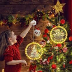 Christmas Decorative 3D Hanging Lights 2 PCS Christmas Window Light Hanging Lighted Window Decorations For Indoor Outdoor Windows Decorations (Snowman, Xmas Tree) -Christmas Lights Store 256171 2098065 HD