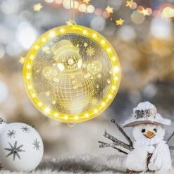 Christmas Decorative 3D Hanging Lights 2 PCS Christmas Window Light Hanging Lighted Window Decorations For Indoor Outdoor Windows Decorations (Snowman, Xmas Tree) -Christmas Lights Store 256171 2098067 HD