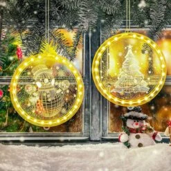 Christmas Decorative 3D Hanging Lights 2 PCS Christmas Window Light Hanging Lighted Window Decorations For Indoor Outdoor Windows Decorations (Snowman, Xmas Tree) -Christmas Lights Store 256171 2098069 HD