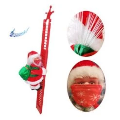 Santa Wearing Face Mask Electric Christmas Decor. Climbing Ladder -Christmas Lights Store 256221 2098703 F