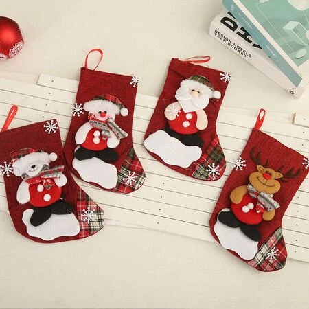 4P Christmas Stockings Gift Bag Candy Pouch Bag Medium Size 16x23cm 2 4P Christmas Stockings Gift Bag Candy Pouch Bag Medium Size 16x23cm - Image 2