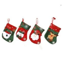 4P Christmas Stockings Gift Bag Candy Pouch Bag Small Size 16x13cm -Christmas Lights Store 256231 2098817 F
