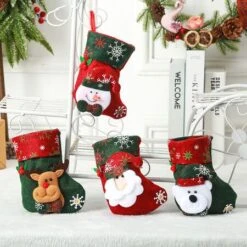 4P Christmas Stockings Gift Bag Candy Pouch Bag Small Size 16x13cm -Christmas Lights Store 256231 2098819 F