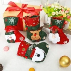 4P Christmas Stockings Gift Bag Candy Pouch Bag Small Size 16x13cm -Christmas Lights Store 256231 2098823 F