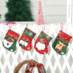 4P Christmas Stockings Gift Bag Candy Pouch Bag Small Size 16x13cm -Christmas Lights Store 256231 2098833 F