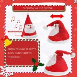 Santa Hat Glowing Singing Dancing Christmas Gifts With Electric Funny Music 38x20cm -Christmas Lights Store 256233 2098845 F