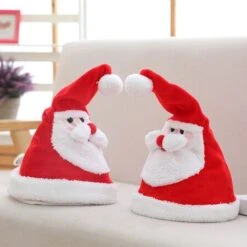 Santa Hat Glowing Singing Dancing Christmas Gifts With Electric Funny Music 38x20cm -Christmas Lights Store 256233 2098847 F