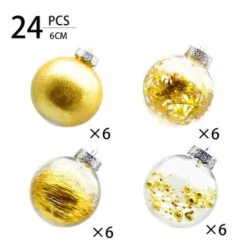 24 X 6cm Balls Decoration Party Ornaments Christmas Tree Balls Col Gold -Christmas Lights Store 256769 2104355 F