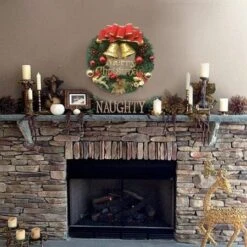 40cm Christmas Wreath Merry Christmas Front Door Ornament Wall Artificial Pine Garland -Christmas Lights Store 256777 2104409 F