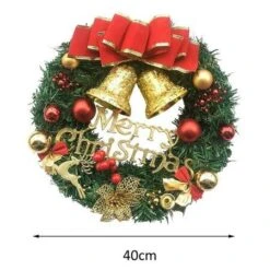 40cm Christmas Wreath Merry Christmas Front Door Ornament Wall Artificial Pine Garland -Christmas Lights Store 256777 2104415 F