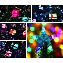 Jingle Jollys LED Christmas Tree 2.1m 7Ft Xmas Fibre Optic Green Multi-colour Lights -Christmas Lights Store 256791 2106227 F