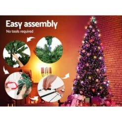 Jingle Jollys LED Christmas Tree 2.1m 7Ft Xmas Fibre Optic Green Multi-colour Lights -Christmas Lights Store 256791 2106231 F