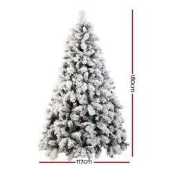 Jingle Jollys Snowy Christmas Tree 1.8M 6FT LED Lights Xmas Decorations Warm White -Christmas Lights Store 256795 2129183 F