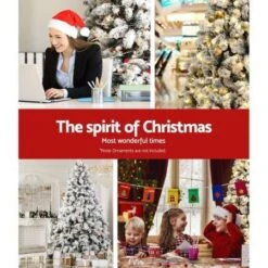 Jingle Jollys Snowy Christmas Tree 1.8M 6FT LED Lights Xmas Decorations Warm White -Christmas Lights Store 256795 2129197 F