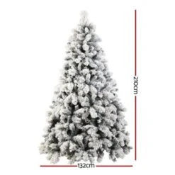 Jingle Jollys Snowy Christmas Tree 2.1M 7FT LED Lights Xmas Decorations Warm White -Christmas Lights Store 256797 2129175 F