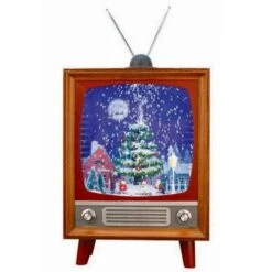 Stockholm Christmas Decor Snowing Musical Retro Televison 53cm Xmas Indoor Decor