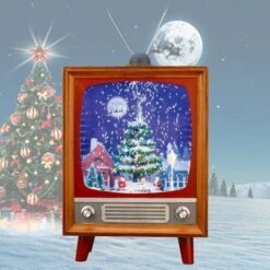 Stockholm Christmas Decor Snowing Musical Retro Televison 53cm Xmas Indoor Decor -Christmas Lights Store 256939 2108401 F
