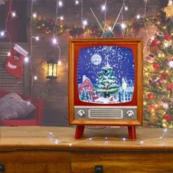 Stockholm Christmas Decor Snowing Musical Retro Televison 53cm Xmas Indoor Decor -Christmas Lights Store 256939 2108407 F