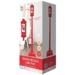 Stockholm Christmas Lights Solar LED Snowing Musical Lamppost 156cm Red Decor -Christmas Lights Store 256941 2384347 F