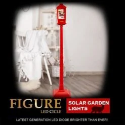 Stockholm Christmas Lights Solar LED Snowing Musical Lamppost 156cm Red Decor -Christmas Lights Store 256941 2384357 F