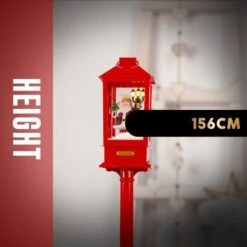 Stockholm Christmas Lights Solar LED Snowing Musical Lamppost 156cm Red Decor -Christmas Lights Store 256941 2384361 F