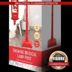 Stockholm Christmas Lights Solar LED Snowing Musical Lamppost 156cm Red Decor
