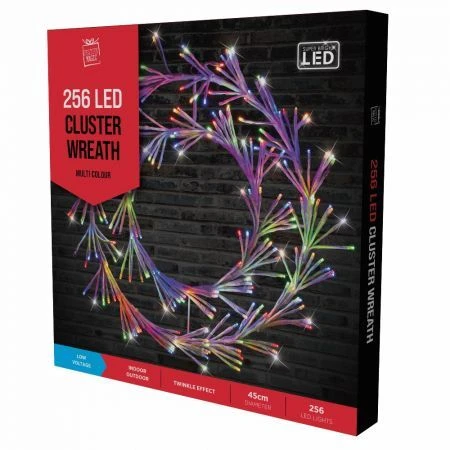 Stockholm Christmas Lights LED Cluster Wreath 45cm Twinkle 256 Multi Colour 5 Stockholm Christmas Lights LED Cluster Wreath 45cm Twinkle 256 Multi Colour - Image 5