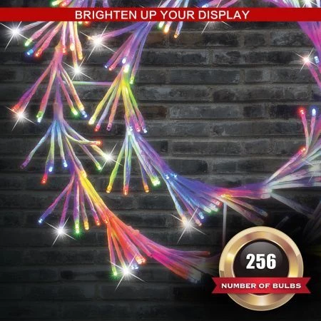 Stockholm Christmas Lights LED Cluster Wreath 45cm Twinkle 256 Multi Colour 7 Stockholm Christmas Lights LED Cluster Wreath 45cm Twinkle 256 Multi Colour - Image 7