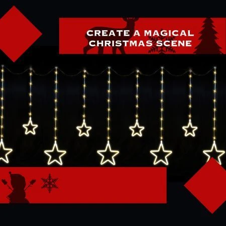 Stockholm Christmas Lights LED NEON Flex Star Curtain 9pc Warm White LEDs 5 Stockholm Christmas Lights LED NEON Flex Star Curtain 9pc Warm White LEDs - Image 5