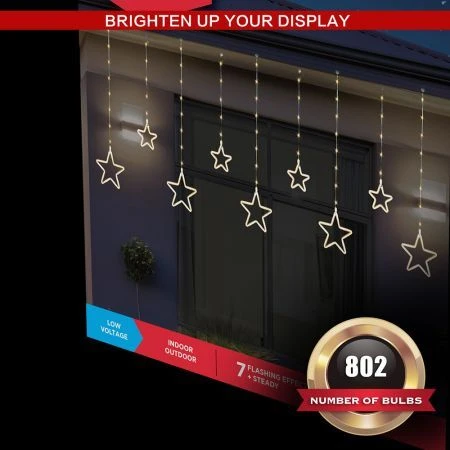 Stockholm Christmas Lights LED NEON Flex Star Curtain 9pc Warm White LEDs 6 Stockholm Christmas Lights LED NEON Flex Star Curtain 9pc Warm White LEDs - Image 6