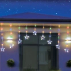 Stockholm Christmas Lights Stars Curtain 9pc 222 LEDs Flash Multi Garden Decor -Christmas Lights Store 256959 2384751 F