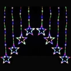 Stockholm Christmas Lights Stars Curtain 9pc 222 LEDs Flash Multi Garden Decor -Christmas Lights Store 256959 2384755 F