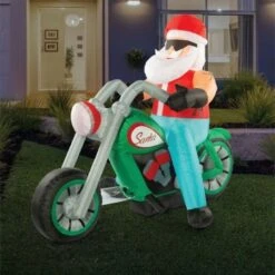 Stockholm Christmas Inflatables Airpower Santa Bike 1.8m White LEDs Effect -Christmas Lights Store 256975 2384801 F