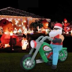 Stockholm Christmas Inflatables Airpower Santa Bike 1.8m White LEDs Effect -Christmas Lights Store 256975 2384805 F