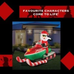 Stockholm Christmas Inflatables Airpower Santa Snowmobile 2.2m White LEDs -Christmas Lights Store 256977 2108697 F