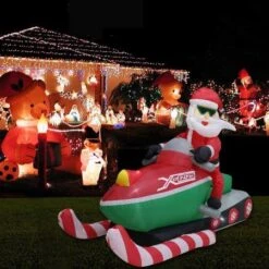 Stockholm Christmas Inflatables Airpower Santa Snowmobile 2.2m White LEDs -Christmas Lights Store 256977 2108699 F