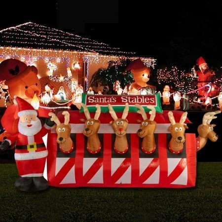 Stockholm Christmas Inflatables Airpower Santa's Reindeer Stable 3m White LEDs 1 Stockholm Christmas Inflatables Airpower Santa's Reindeer Stable 3m White LEDs