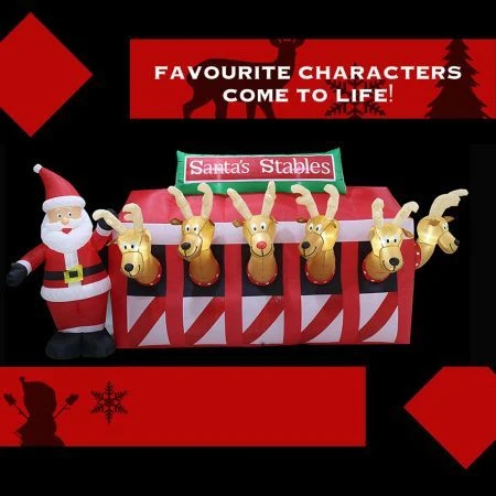 Stockholm Christmas Inflatables Airpower Santa's Reindeer Stable 3m White LEDs 2 Stockholm Christmas Inflatables Airpower Santa's Reindeer Stable 3m White LEDs - Image 2